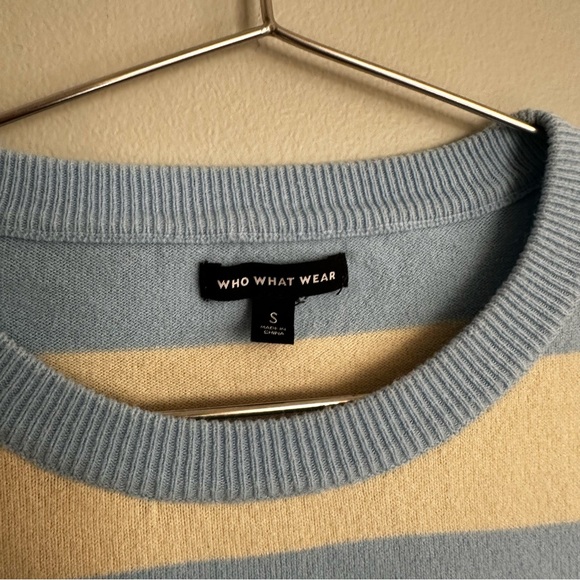 Who What Wear Blue and Cream Striped Crewneck Sweater - Picture 5 of 9